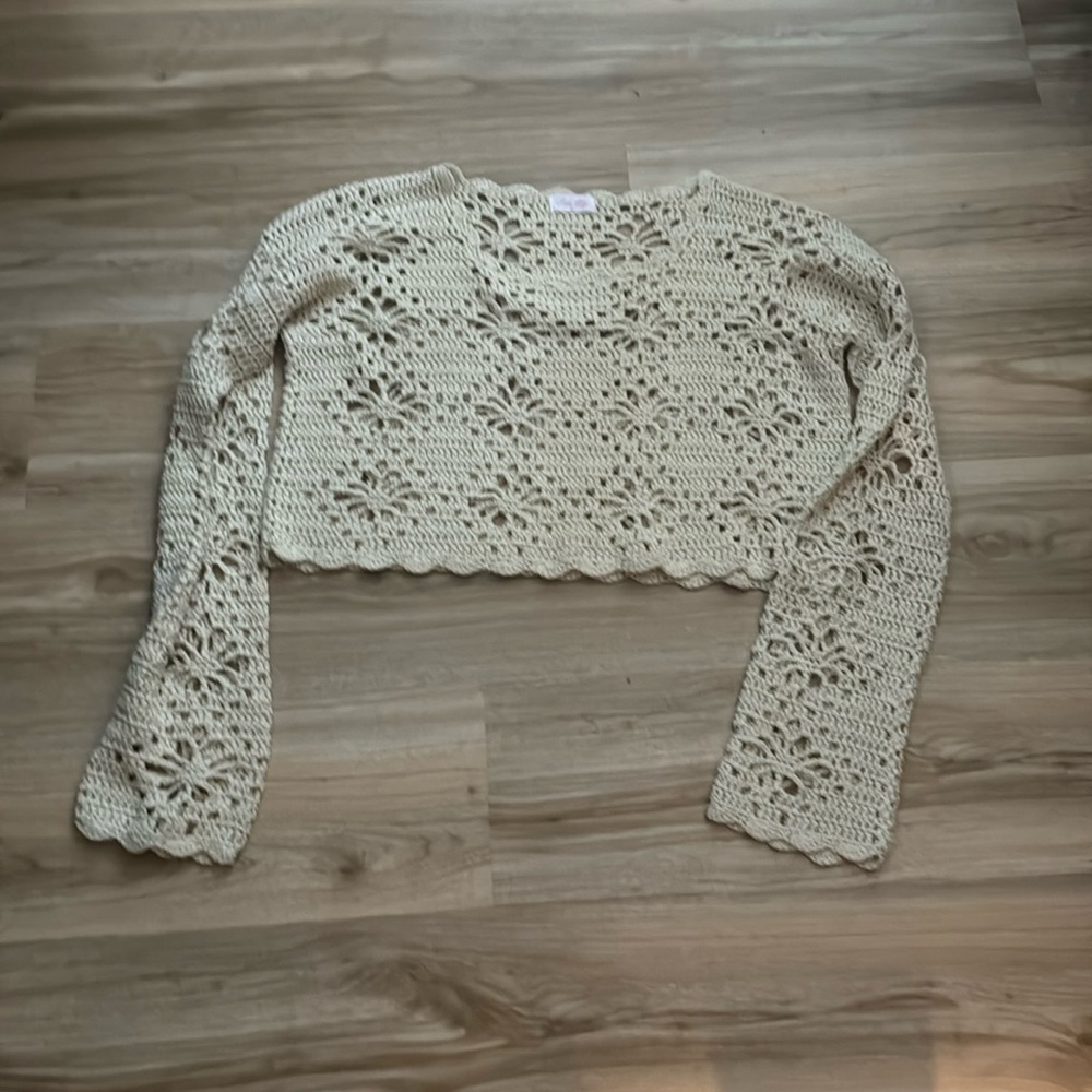 Pink Lily Cropped Sweater - XL